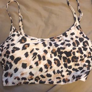 aerie long-line scoop bikini top, size medium.